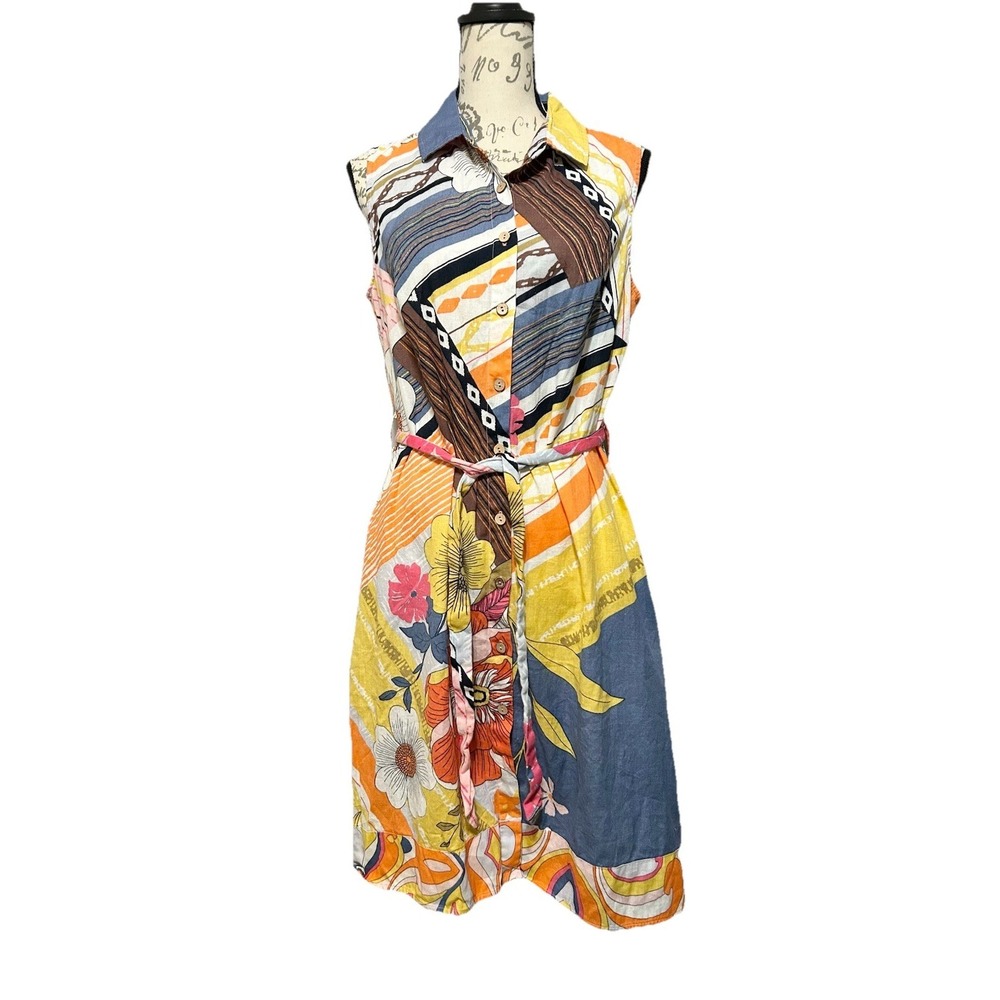 Charlie B Artsy Sleeveless Shirt Dress Mixed Media
